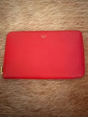 Celine Red Zip-Around Wallet